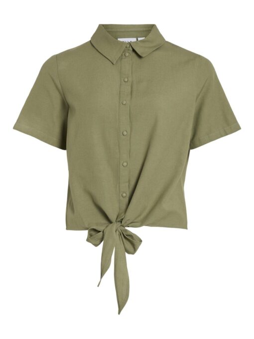 Vila Prisilla Knot Shirt Oil Green