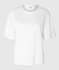 Selected Femme Vilja Linen Tee White