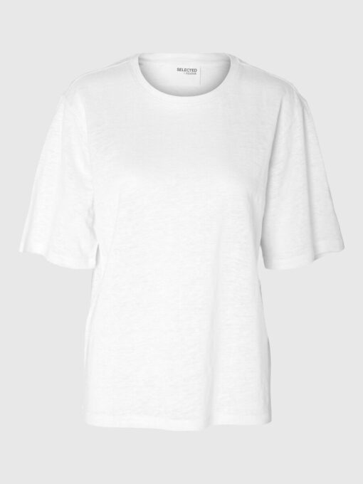 Selected Femme Vilja Linen Tee White