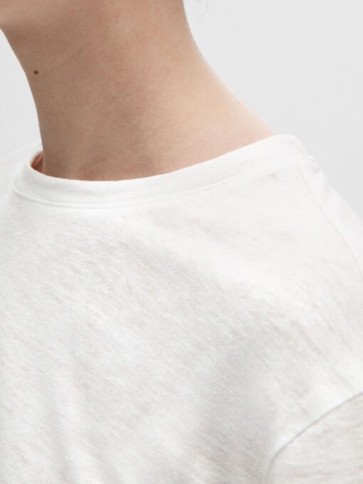 Selected Femme Vilja Linen Tee White