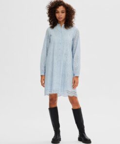 Selected Femme Tatiana Embroidered Dress Cashmere Blue