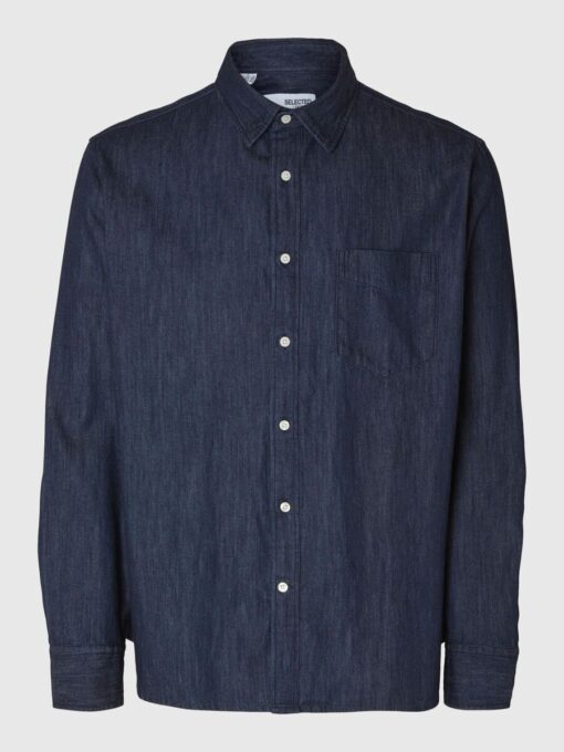 Selected Homme Reg-Tom Denim Shirt Dark Blue Denim