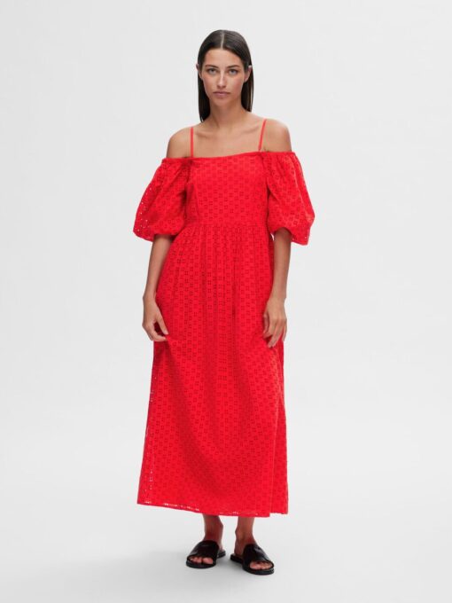Selected Femme Anelli On Off Ankle Dress Flame Scarlett