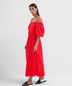 Selected Femme Anelli On Off Ankle Dress Flame Scarlett