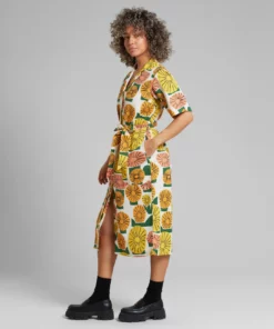 Dedicated Shirt Dress Orrefors Dandelions Oat White