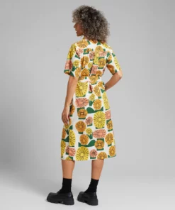 Dedicated Shirt Dress Orrefors Dandelions Oat White