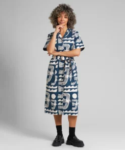 Dedicated Shirt Dress Orrefors Seagulls Majolica Blue
