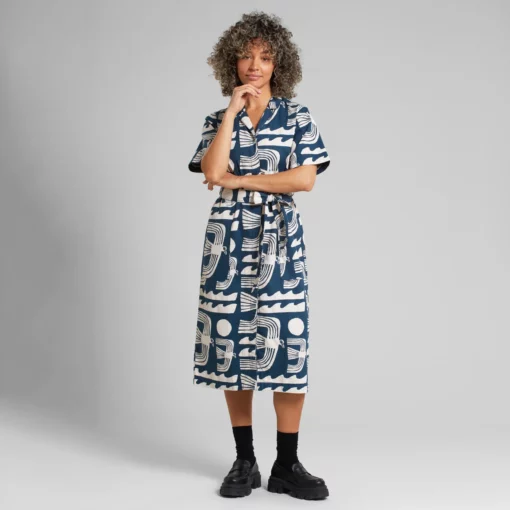 Dedicated Shirt Dress Orrefors Seagulls Majolica Blue