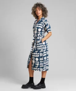 Dedicated Shirt Dress Orrefors Seagulls Majolica Blue
