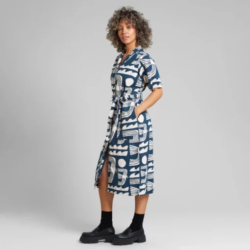 Dedicated Shirt Dress Orrefors Seagulls Majolica Blue