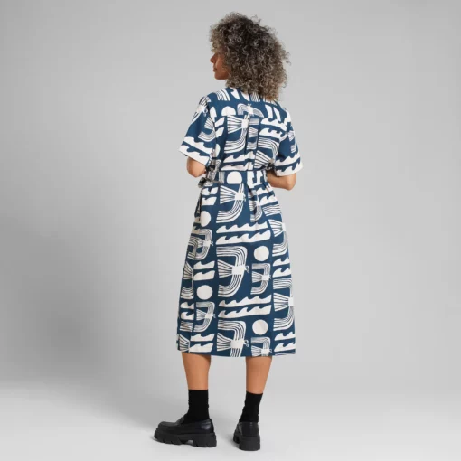Dedicated Shirt Dress Orrefors Seagulls Majolica Blue