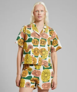 Dedicated Shirt Valje Dandelions Oat White