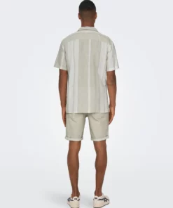 Only & Sons Caiden Life Stripe Linen Shirt Vintage Khaki