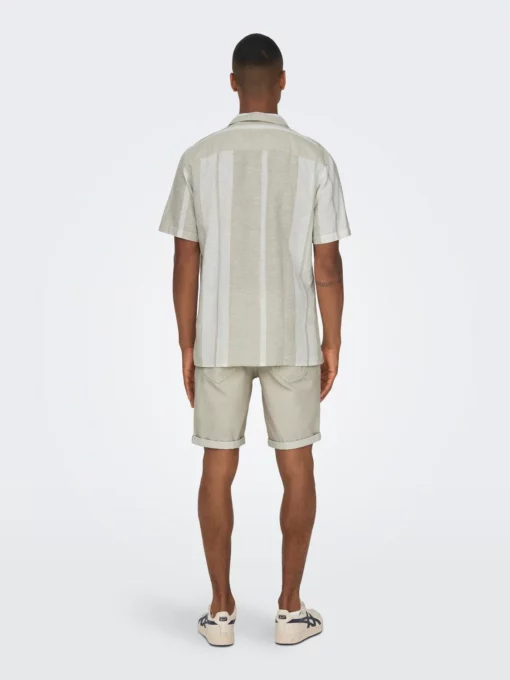 Only & Sons Caiden Life Stripe Linen Shirt Vintage Khaki