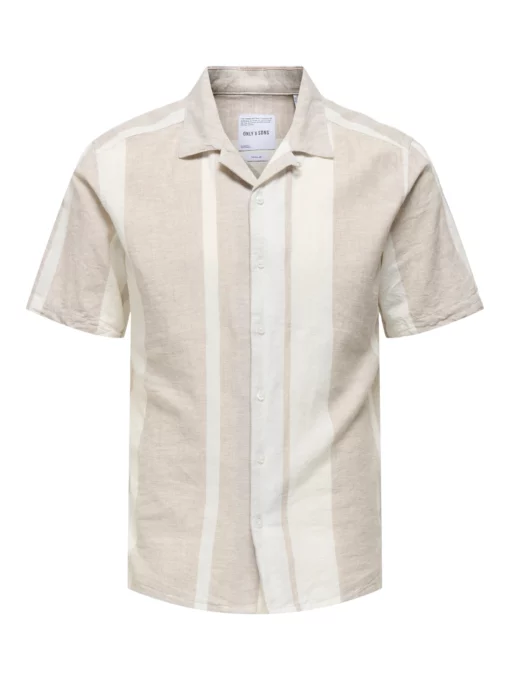 Only & Sons Caiden Life Stripe Linen Shirt Vintage Khaki