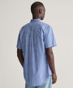 Gant Regular Poplin Gingham SS Shirt College Blue
