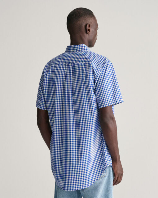 Gant Regular Poplin Gingham SS Shirt College Blue