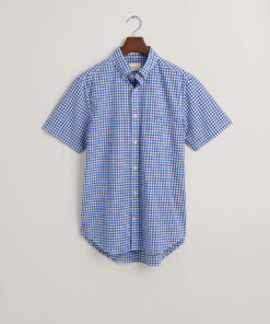 Gant Regular Poplin Gingham SS Shirt College Blue