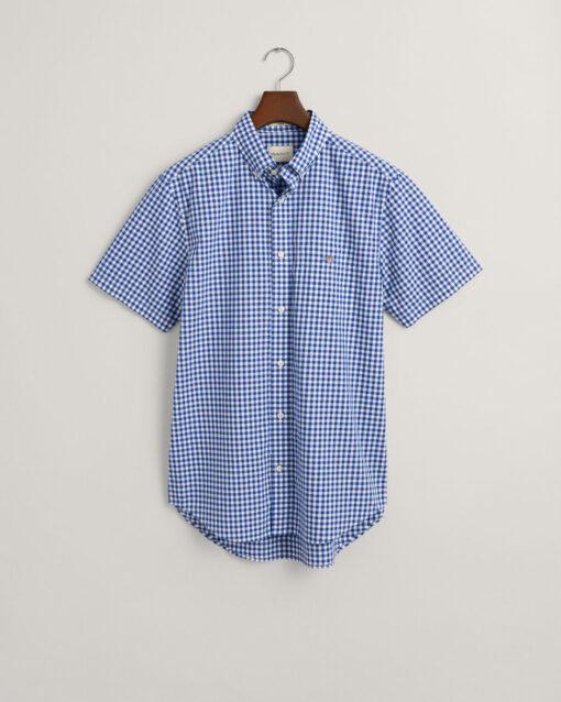 Gant Regular Poplin Gingham SS Shirt College Blue