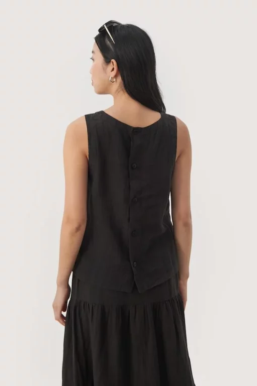 Part Two Gerlinde Linen Top Black