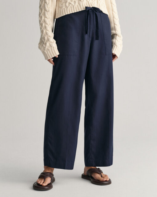 Gant Woman Tie Waist Pants Evening Blue