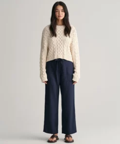 Gant Woman Tie Waist Pants Evening Blue