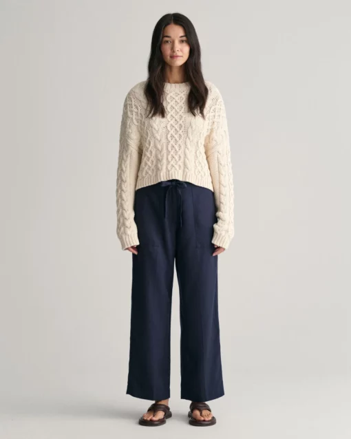 Gant Woman Tie Waist Pants Evening Blue