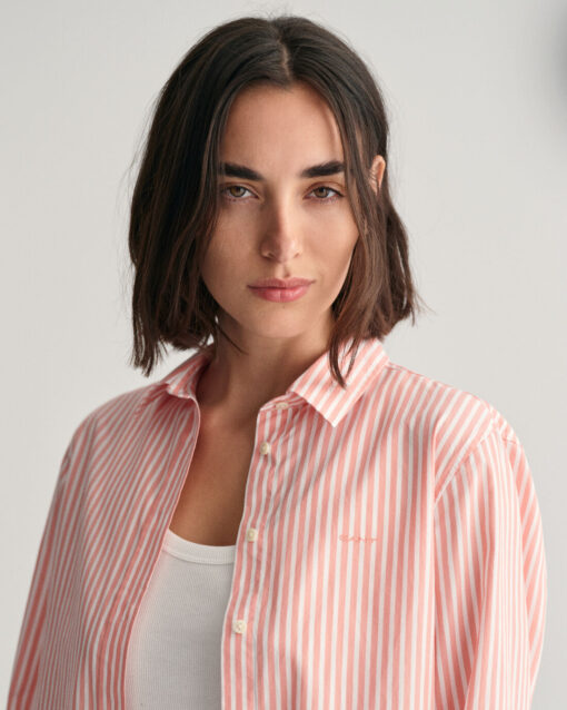 Gant Woman Poplin Striped Shirt Peachy Pink