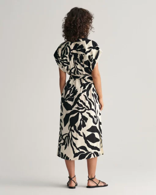 Gant Woman Palm Print Dress Soft Oat