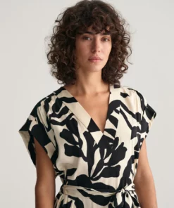 Gant Woman Palm Print Dress Soft Oat