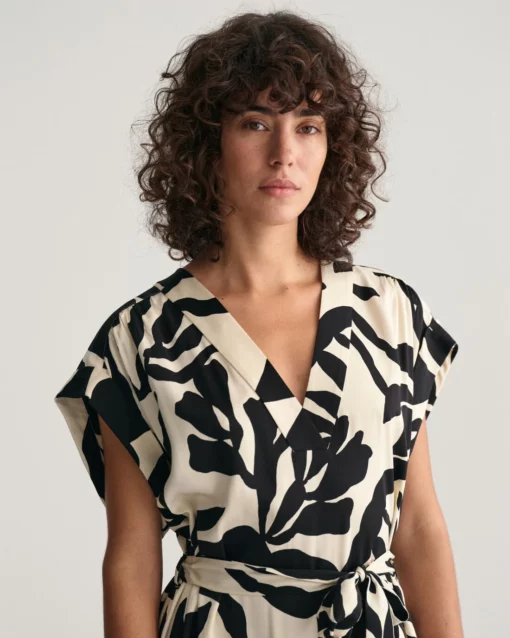 Gant Woman Palm Print Dress Soft Oat