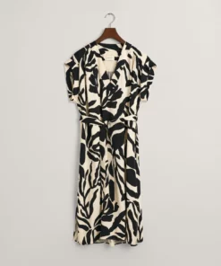 Gant Woman Palm Print Dress Soft Oat