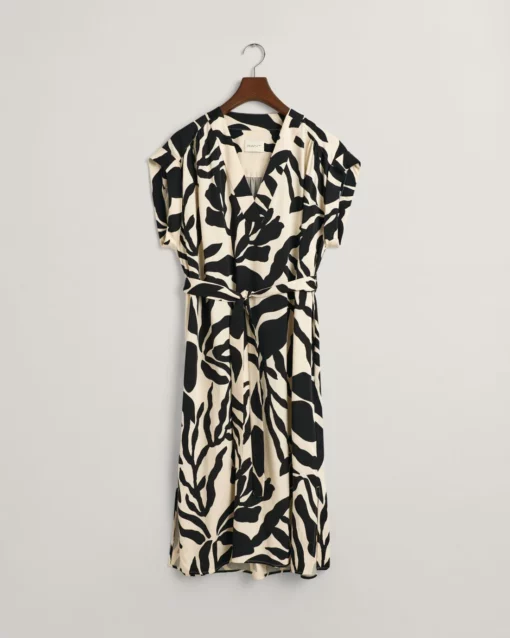 Gant Woman Palm Print Dress Soft Oat
