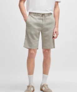 Boss Tailored Linen Shorts Light Beige