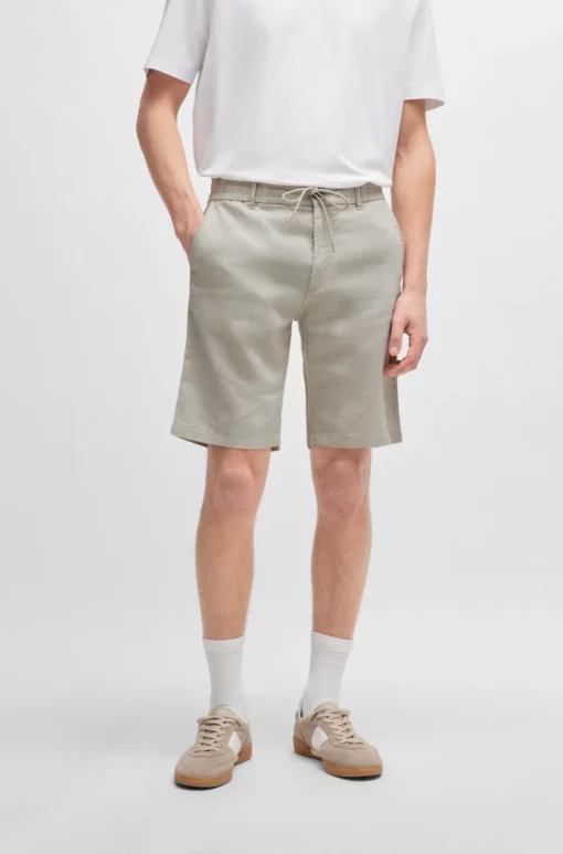 Boss Tailored Linen Shorts Light Beige