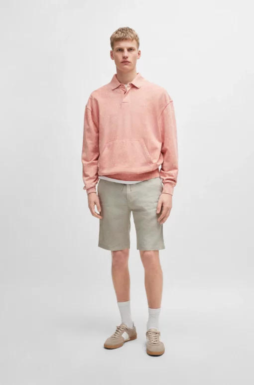 Boss Tailored Linen Shorts Light Beige