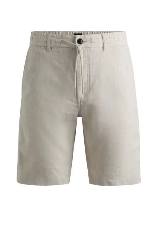 Boss Tailored Linen Shorts Light Beige