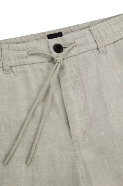 Boss Tailored Linen Shorts Light Beige