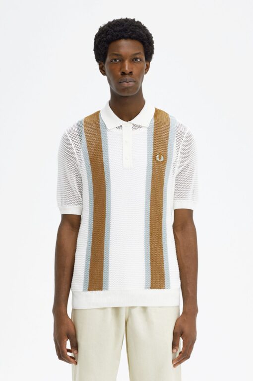 Fred Perry Open Knit Shirt Snow White