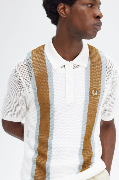 Fred Perry Open Knit Shirt Snow White