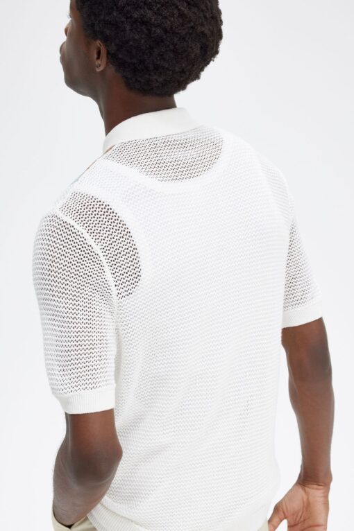 Fred Perry Open Knit Shirt Snow White