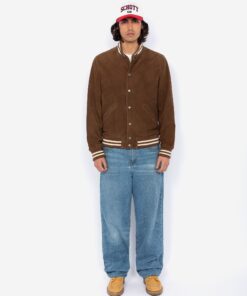 Schott Suede Varsity Jacket Light Brown