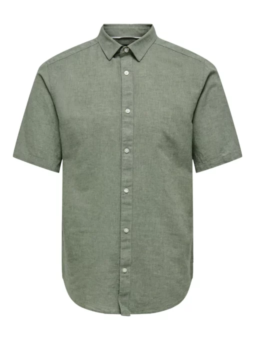 Only & Sons Caiden Life Linen Solid Shirt Green