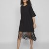 Vila Kata Oversized Fringe Dress Black