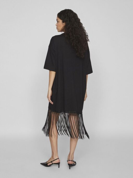 Vila Kata Oversized Fringe Dress Black