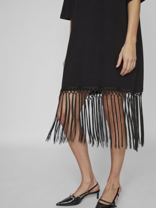 Vila Kata Oversized Fringe Dress Black