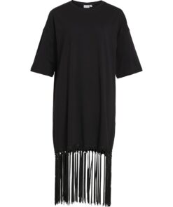 Vila Kata Oversized Fringe Dress Black
