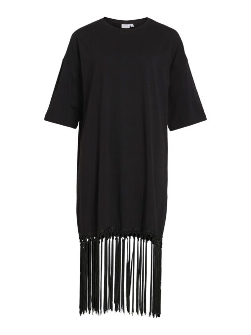 Vila Kata Oversized Fringe Dress Black