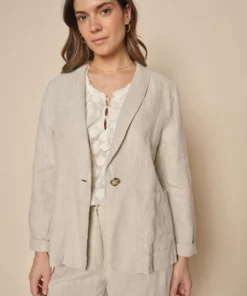 Mos Mosh Amelina Linen Blazer Cement
