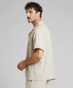 Dedicated Shirt Marstrand Linen Emb Ecru